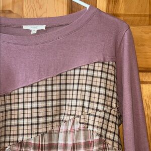 Easel Mauve Patchwork Knit Top